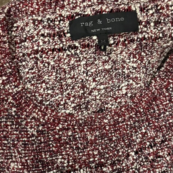Rag & Bone Womens Tweed Knit Sweater Long Sleeve Medium Red - Picture 5 of 6